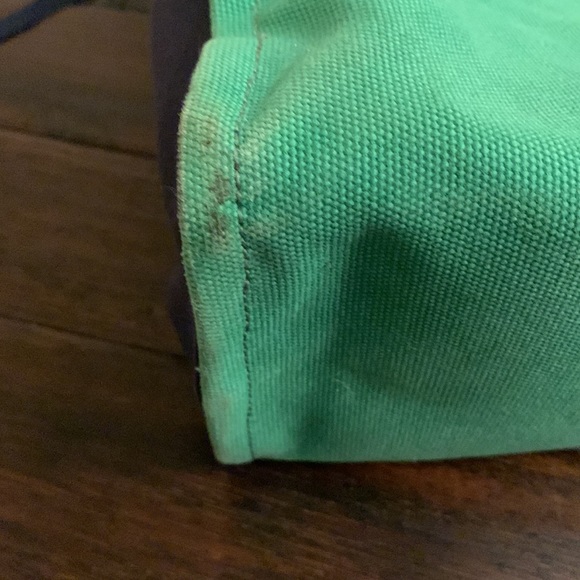 Kate Spade ♠️ BABY tote in green and navy blue cotton canvas EUC - Picture 10 of 14